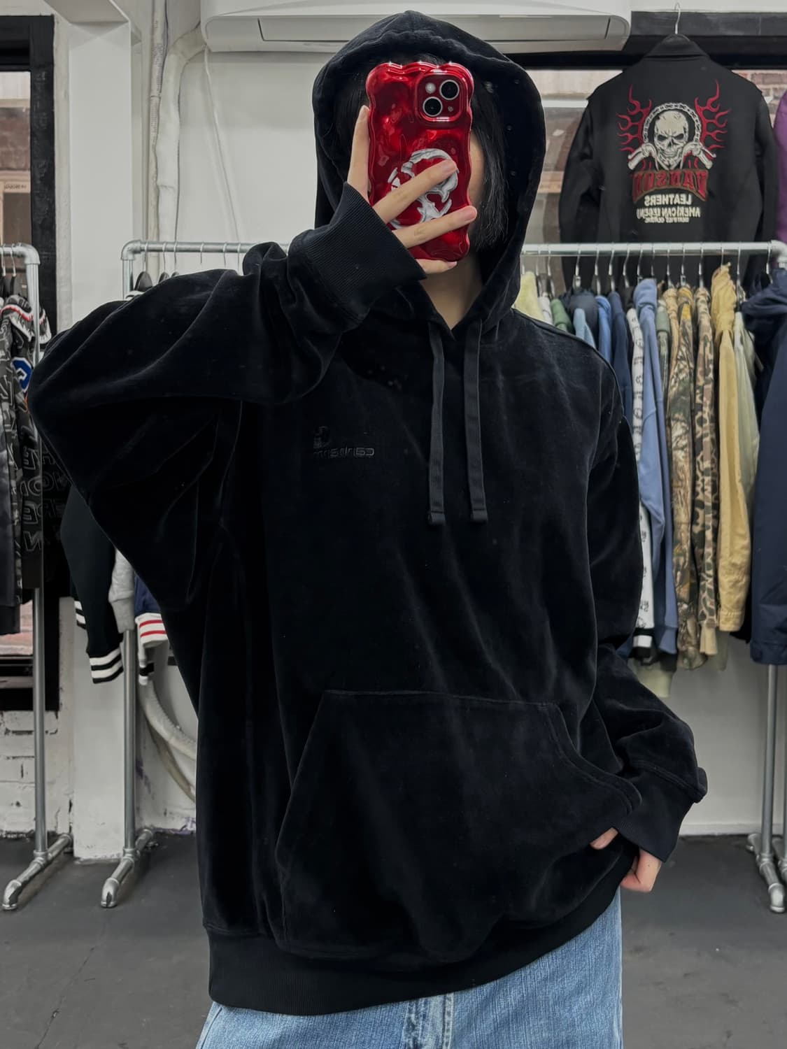 칼하트 Wip 벨벳 후드티 상품이미지3