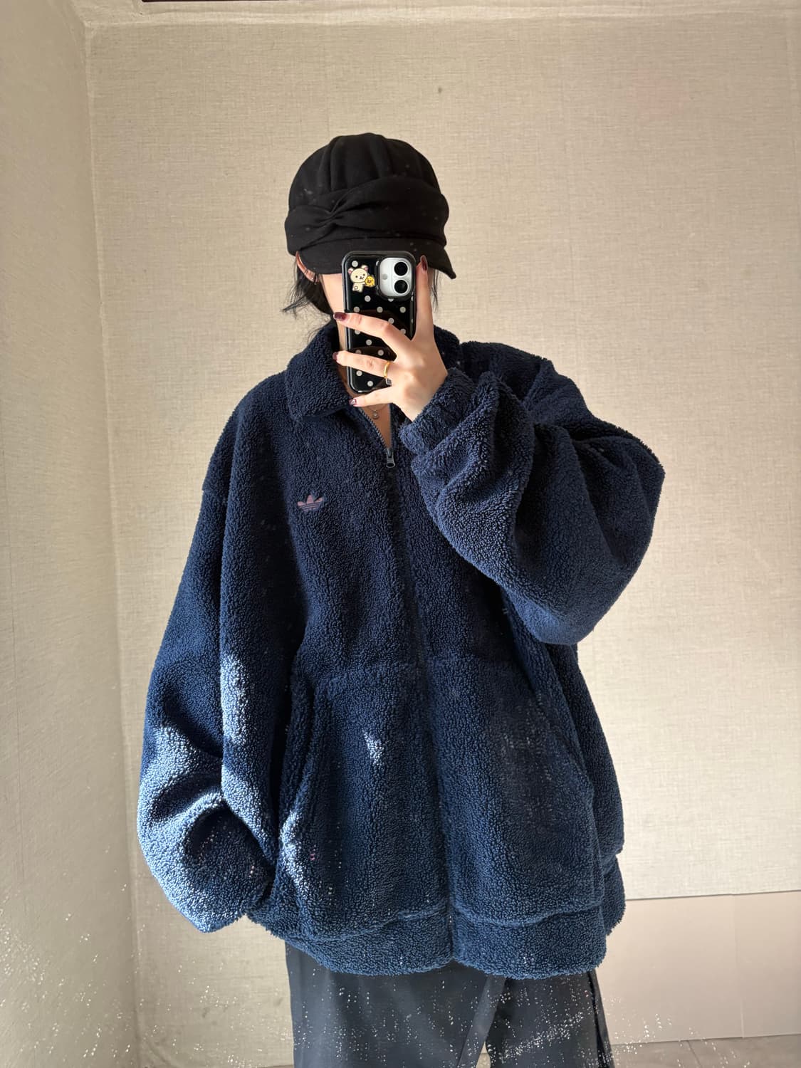 아디다스 네이비 오버핏 빅파이어버드 후리스 상품이미지3