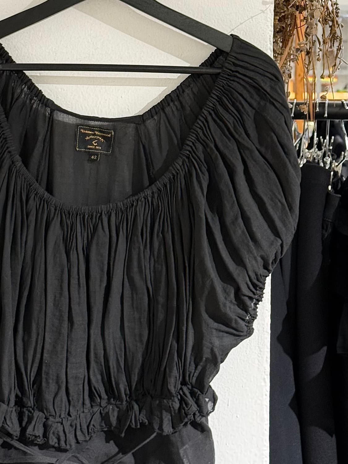 비비안웨스트우드 앵글로매니아 블랙 오프숄더 스트랩 블라우스 상품이미지3