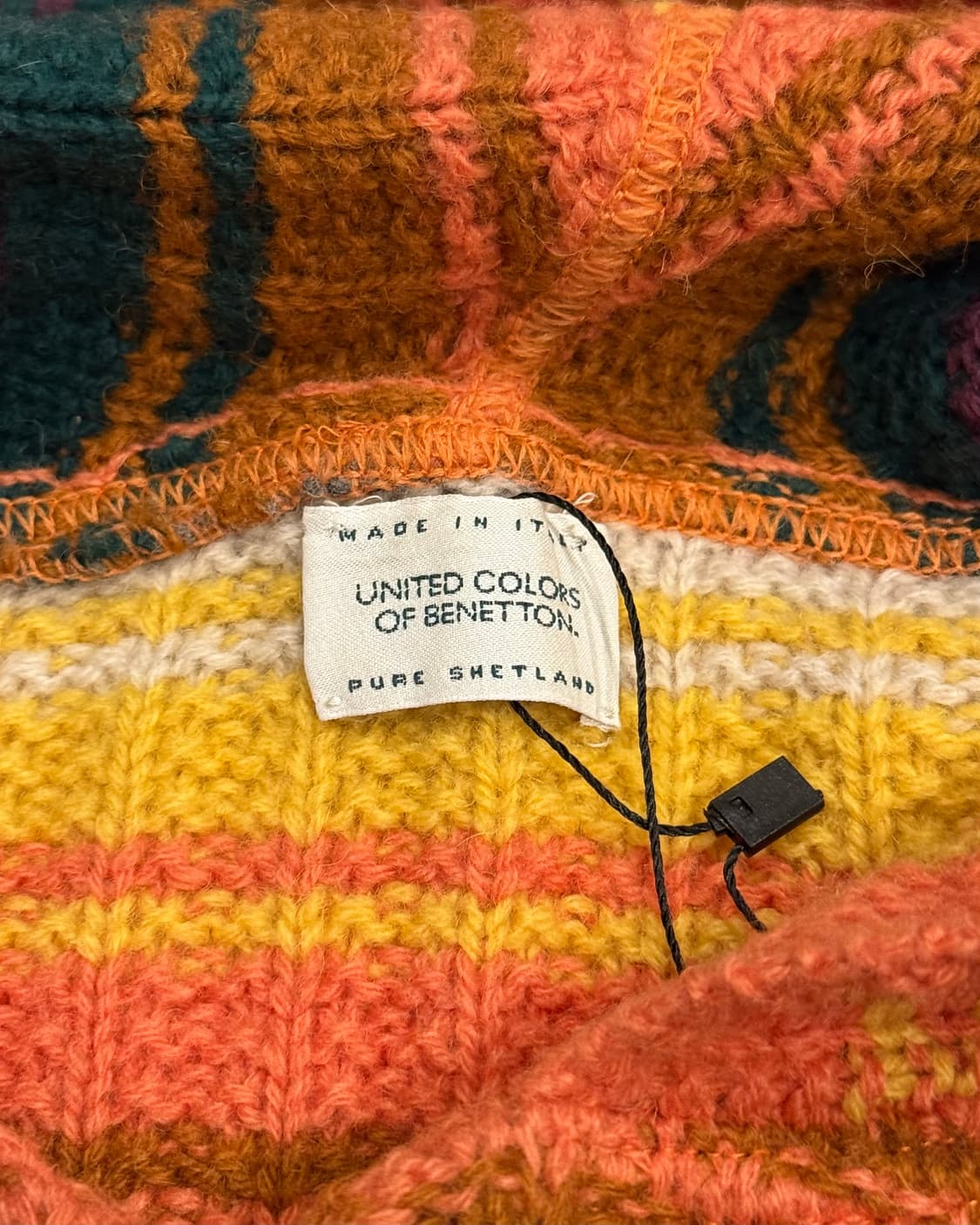 베네통 유나이티드 배색 니트 후드 롱 자켓 상품이미지3