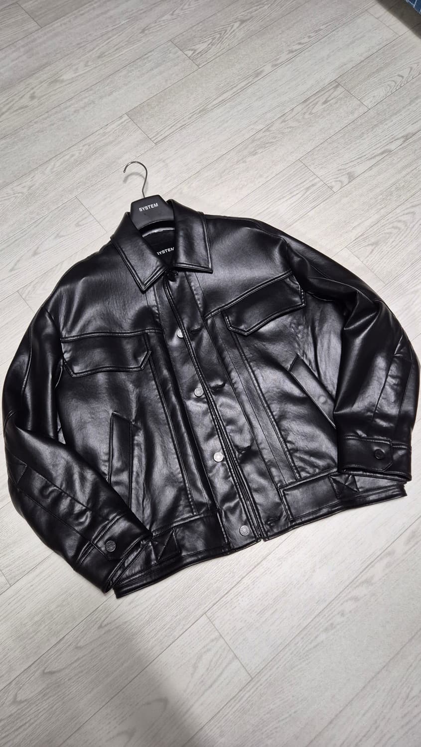 시스템옴므 블랙 가죽자켓 (페이크레더) 상품이미지1
