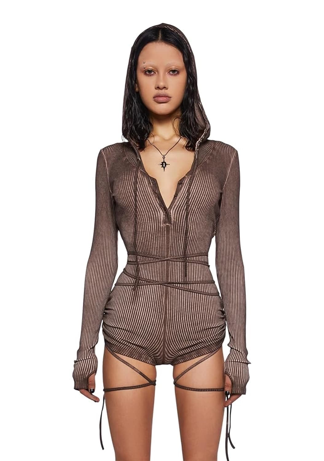 Dolls kill darker wavs hooded romper xs  상품이미지1