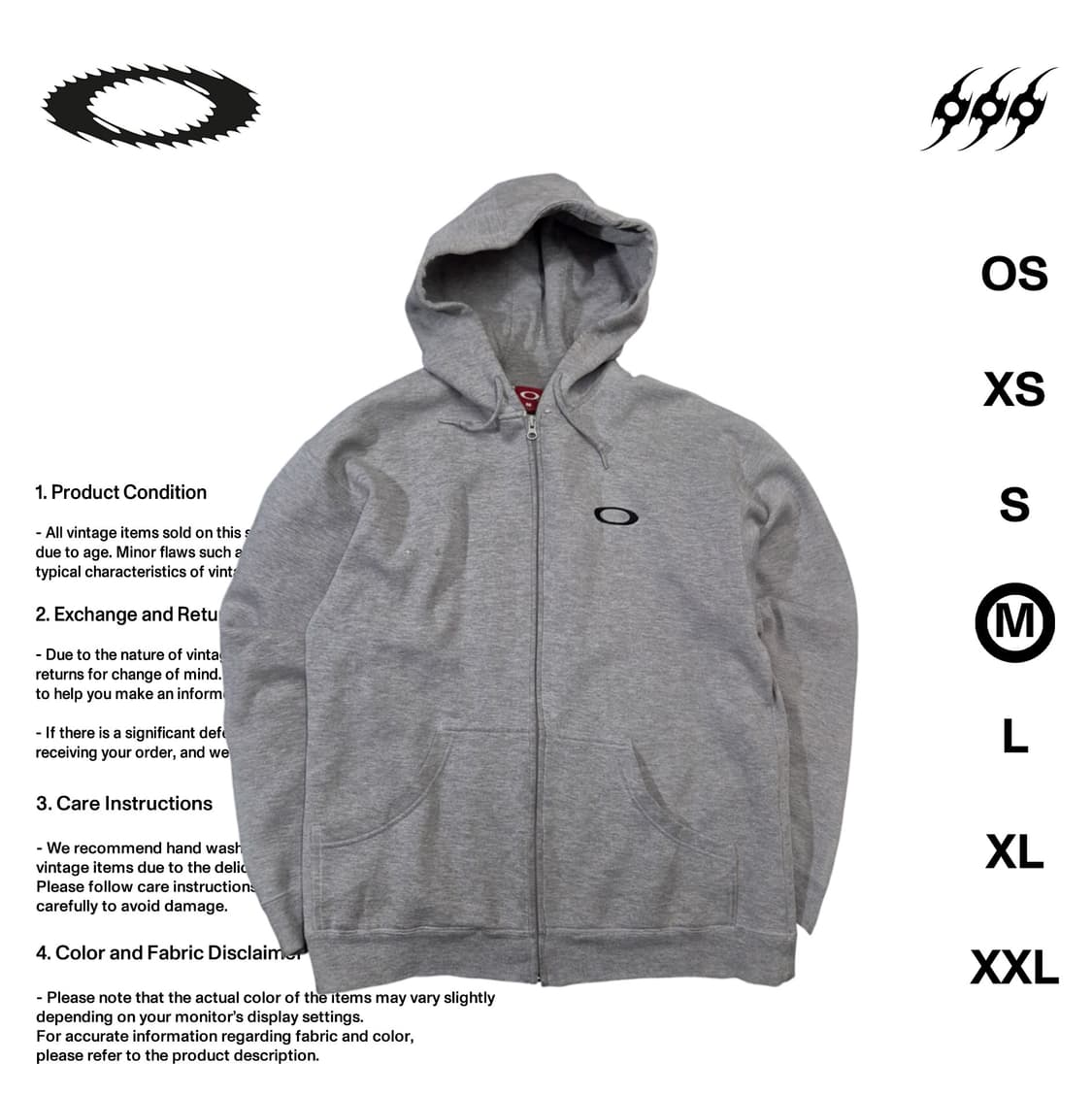 오클리 소프트웨어 00s M사이즈 후드집업 상품이미지1