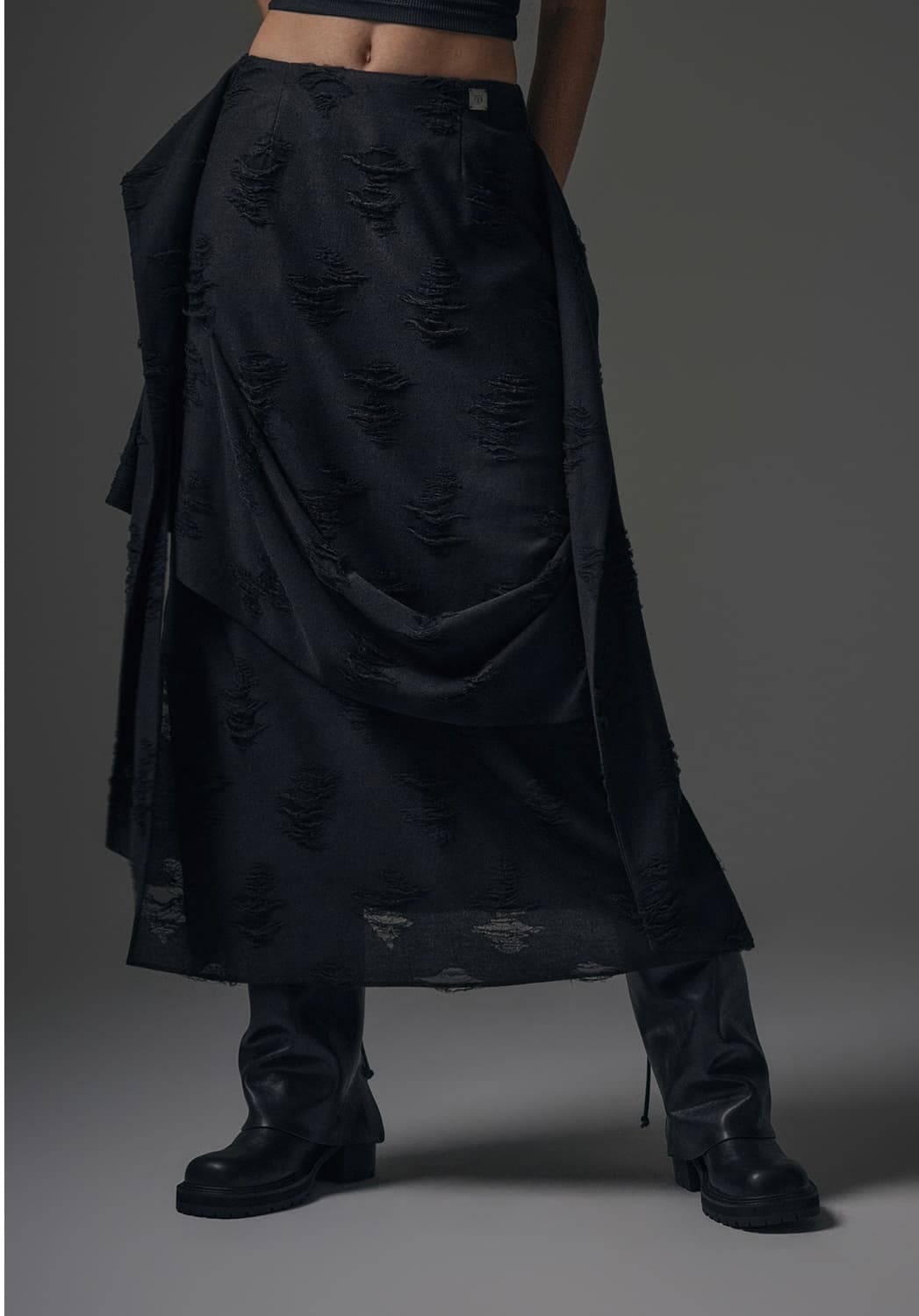 트리밍버드 Strap Drape Damage Skirt 상품이미지2