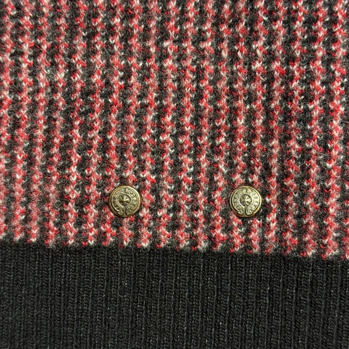 [XXL] 크롬하츠 CH 캐시미어 블랙&레드 크로스 플레이드 가디건 상품이미지6