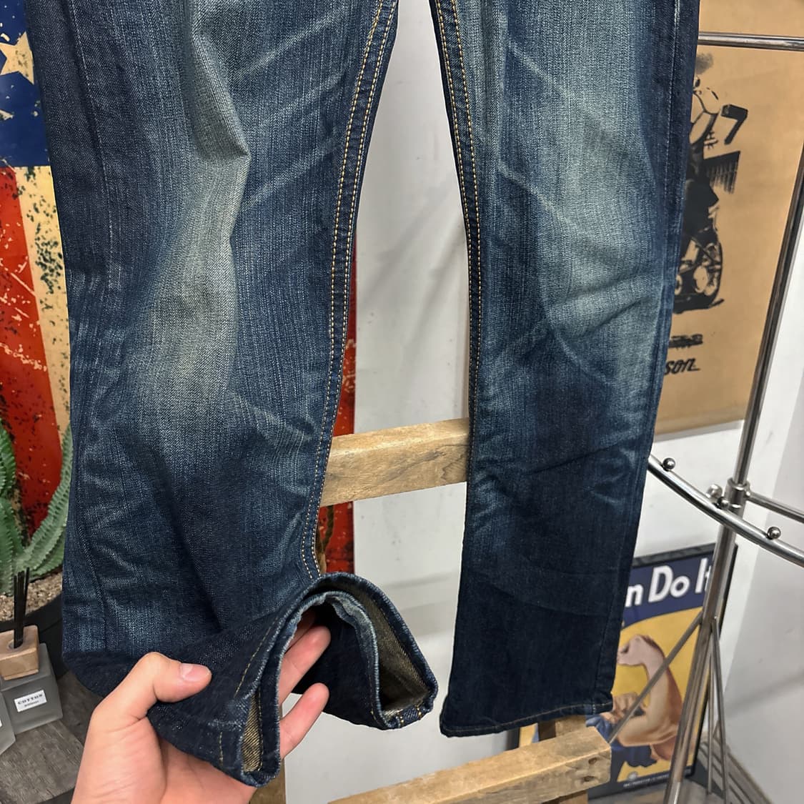 00s 에드윈 사우스웨스턴 무드 콘초버튼 커스텀 데님팬츠 N631 상품이미지4