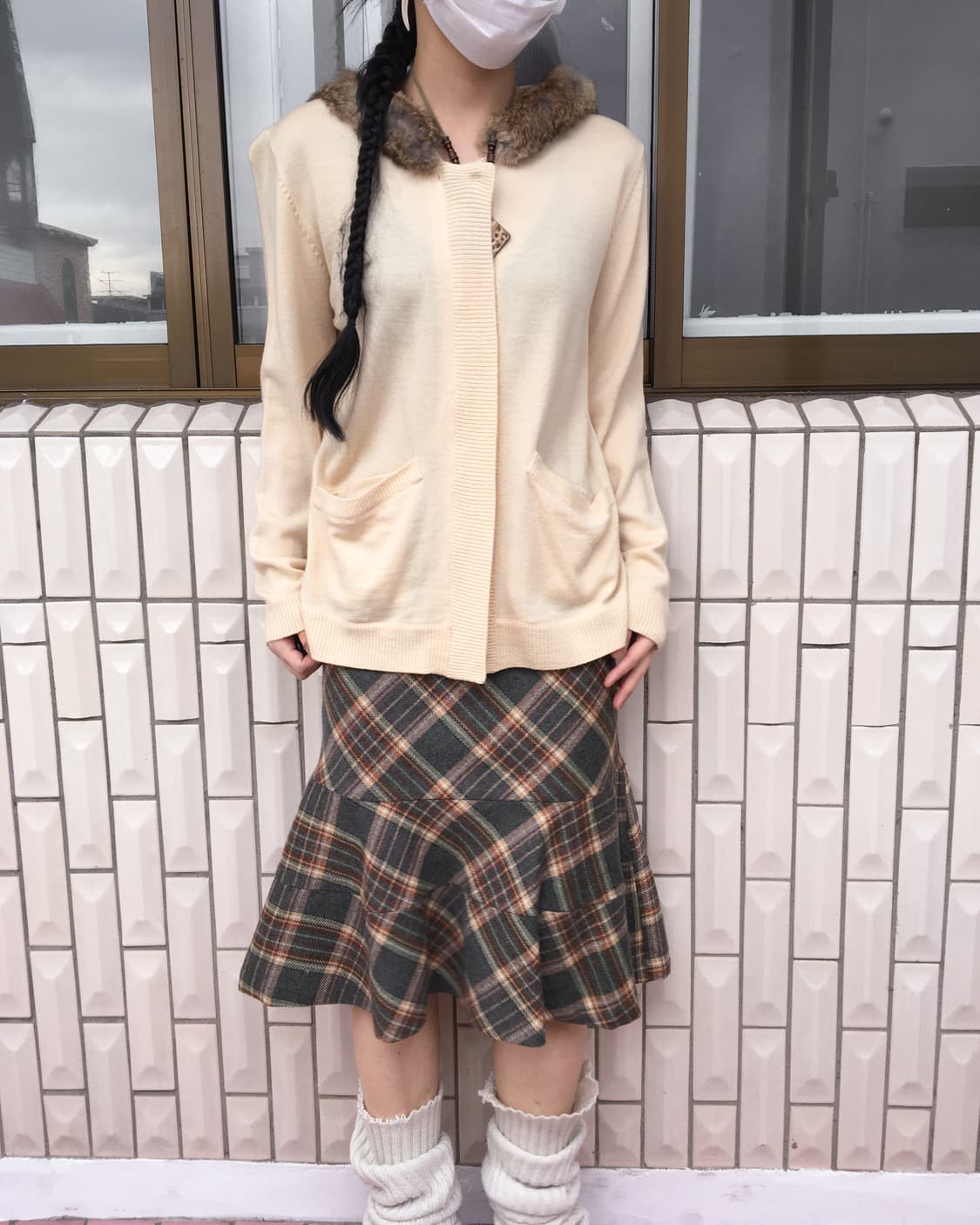 Fur hood knit zip up 상품이미지5