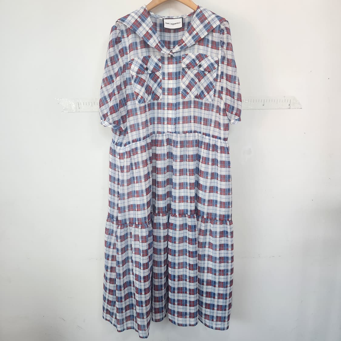 칼라거펠트 체크 롱 원피스 상품이미지1