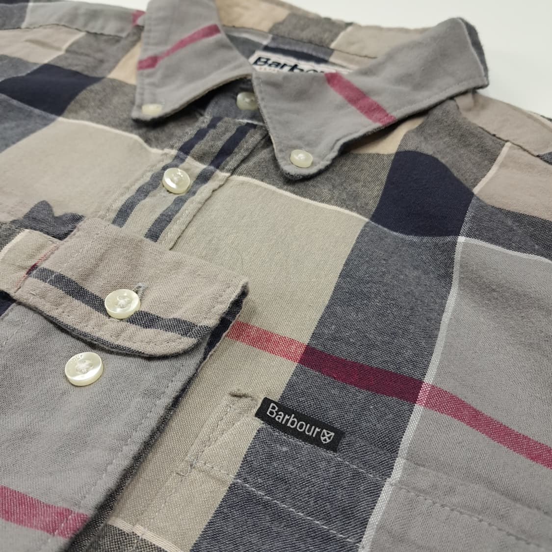 CL670 L 바버 클래식 타탄체크 버튼다운 베이지 셔츠 남방 상품이미지4
