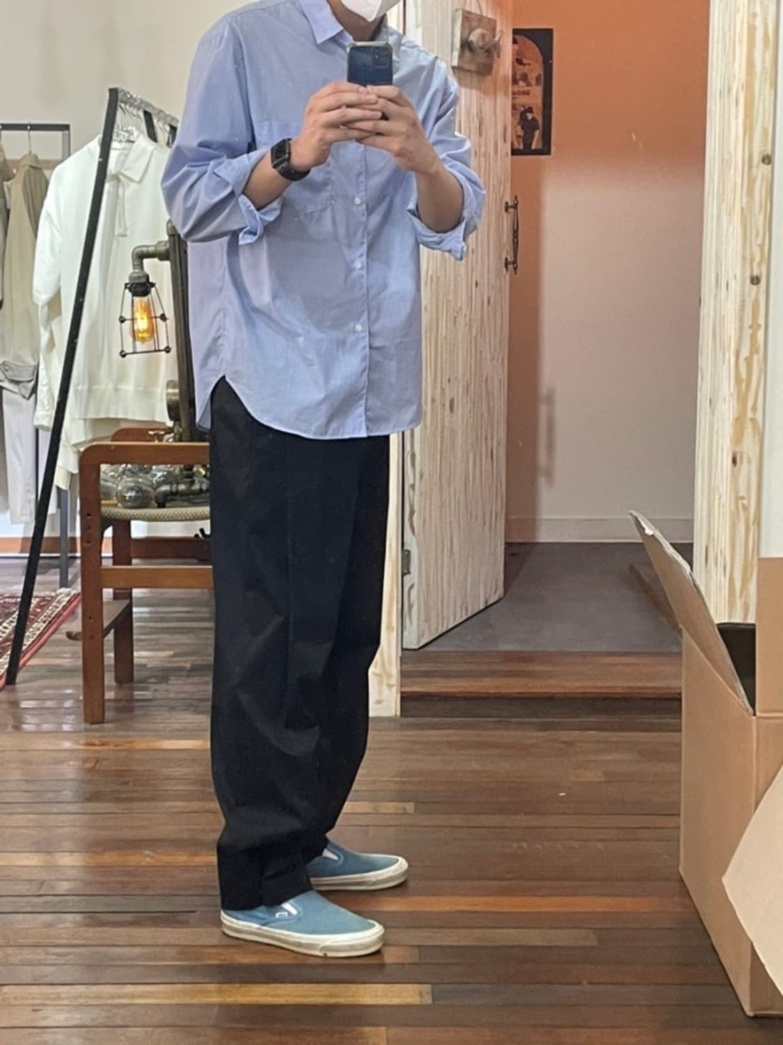 AMOMENTO 아모멘토 스냅 가르송팬츠 블랙 L 상품이미지9