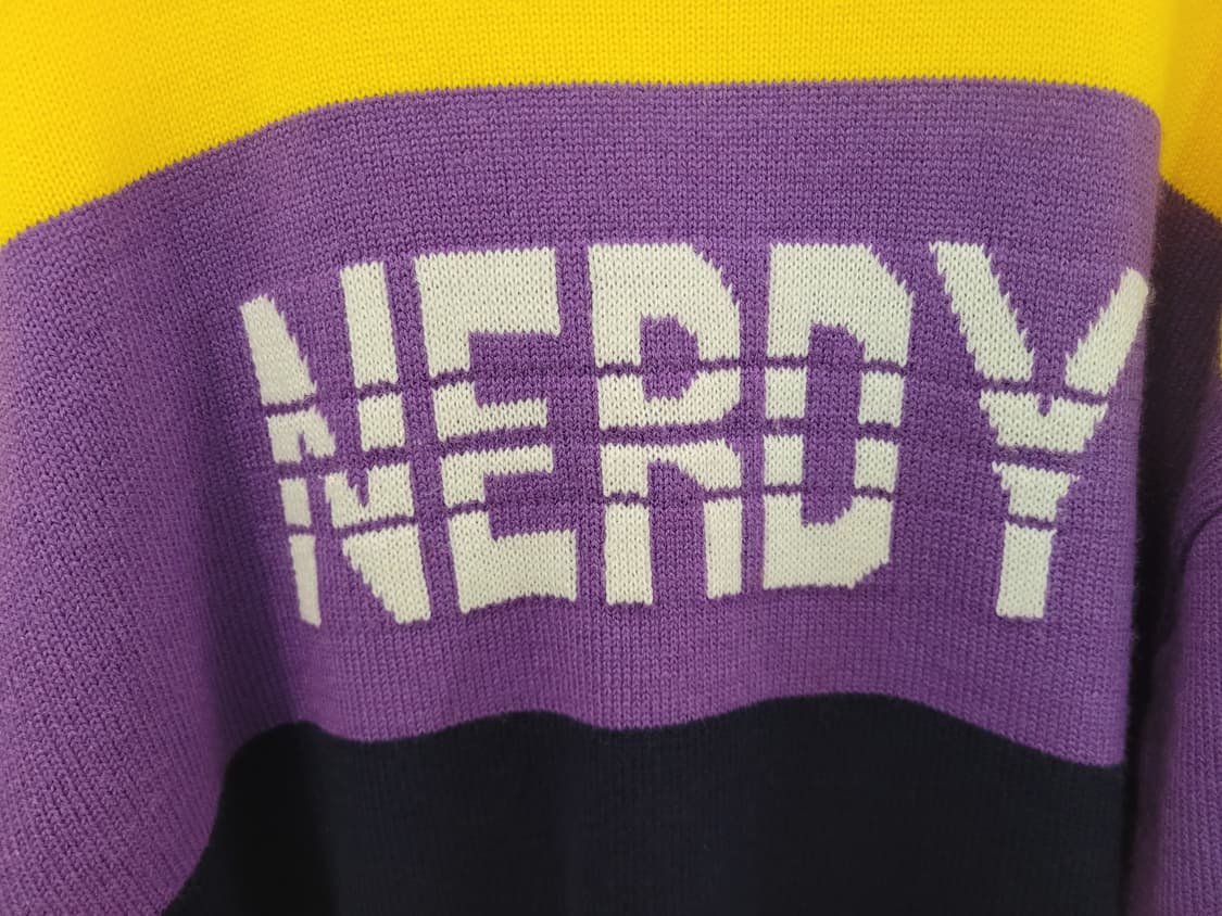 널디 NERDY 컬러 블록 니트 스웨터 오버핏 M사이즈 상품이미지3