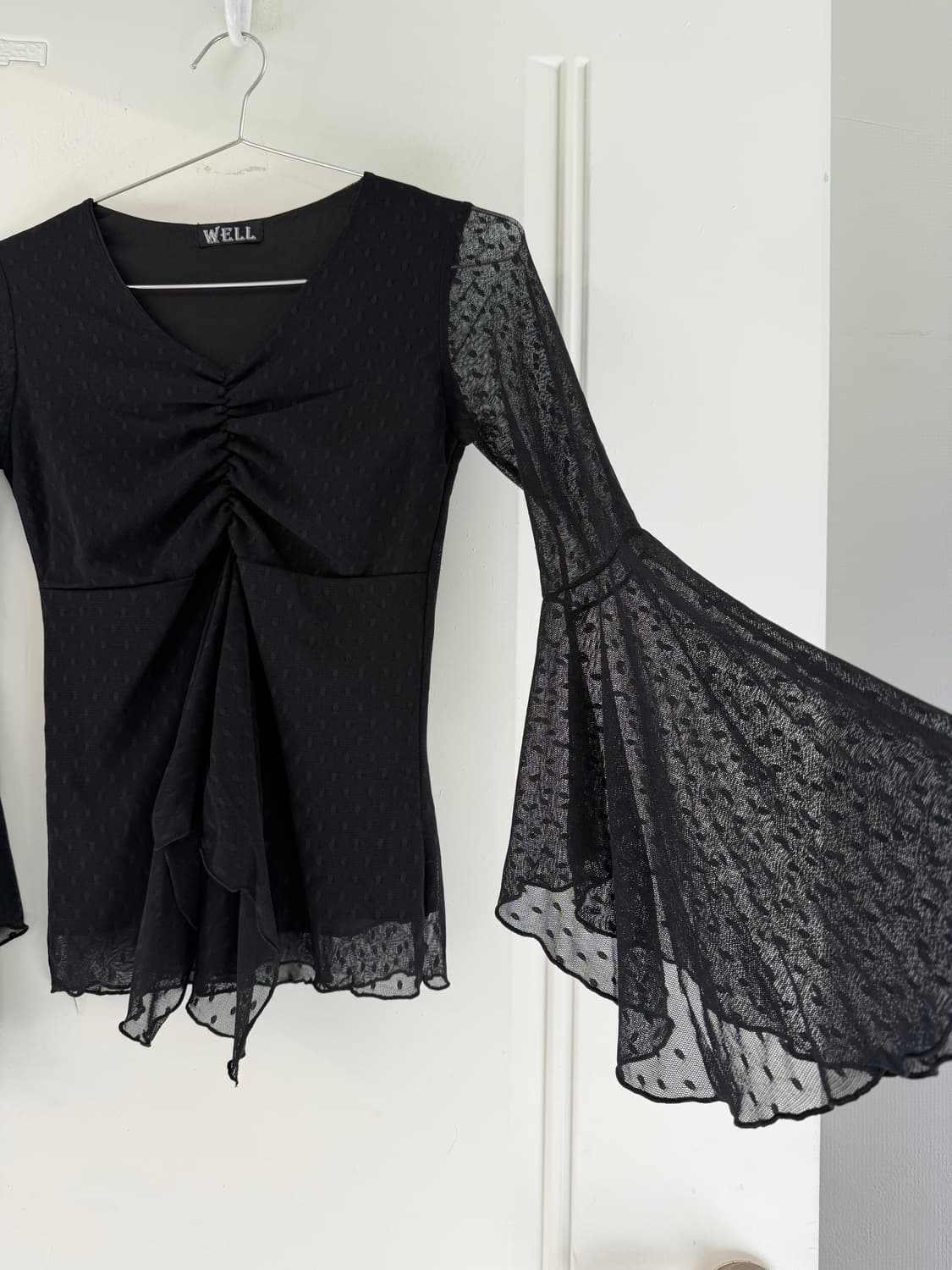 일본빈티지 블랙 시스루 블라우스 상품이미지6