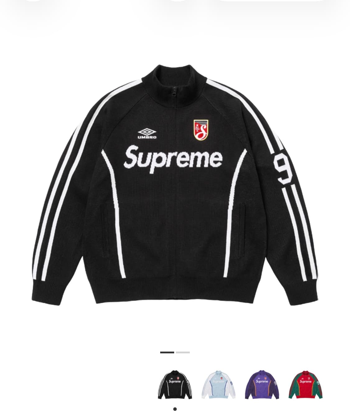 (새상품)(L) 슈프림 x 엄브로 집업 스웨터 블랙 - 25SS 상품이미지1