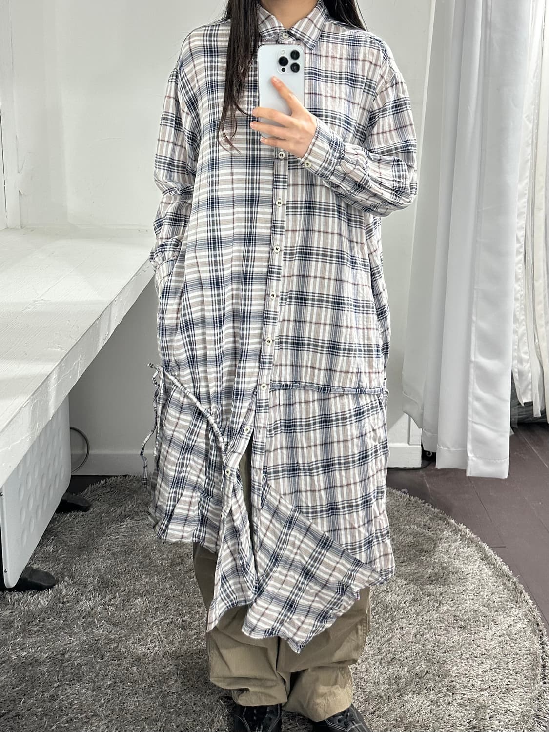 as know as pinky check long shirt 상품이미지4