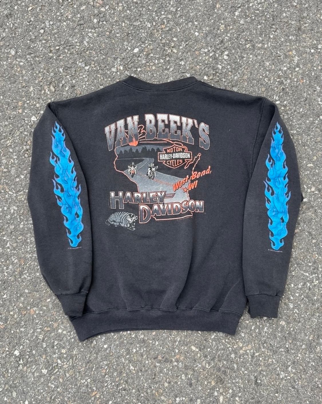빈티지 90s HarleyDavidson 할리데이비슨 블루 플레임 스웻 상품이미지3