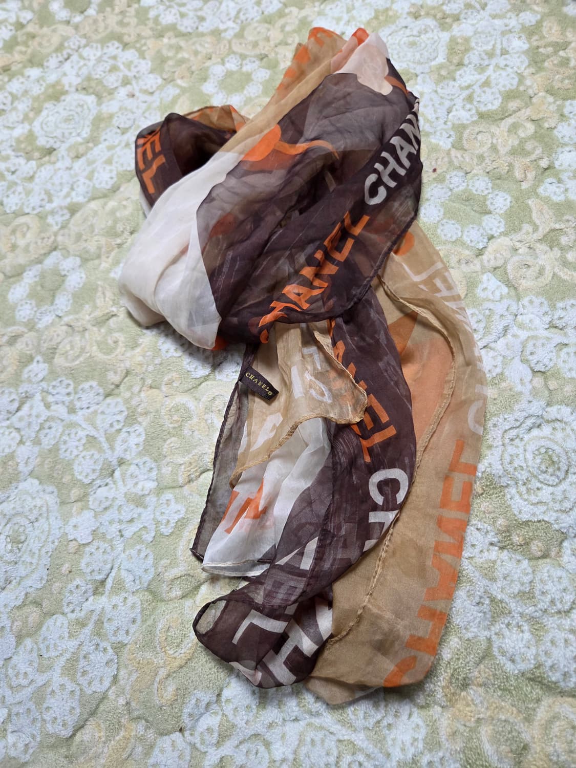 샤넬 로고 프린트 롱실크 스카프 머플러 상품이미지7