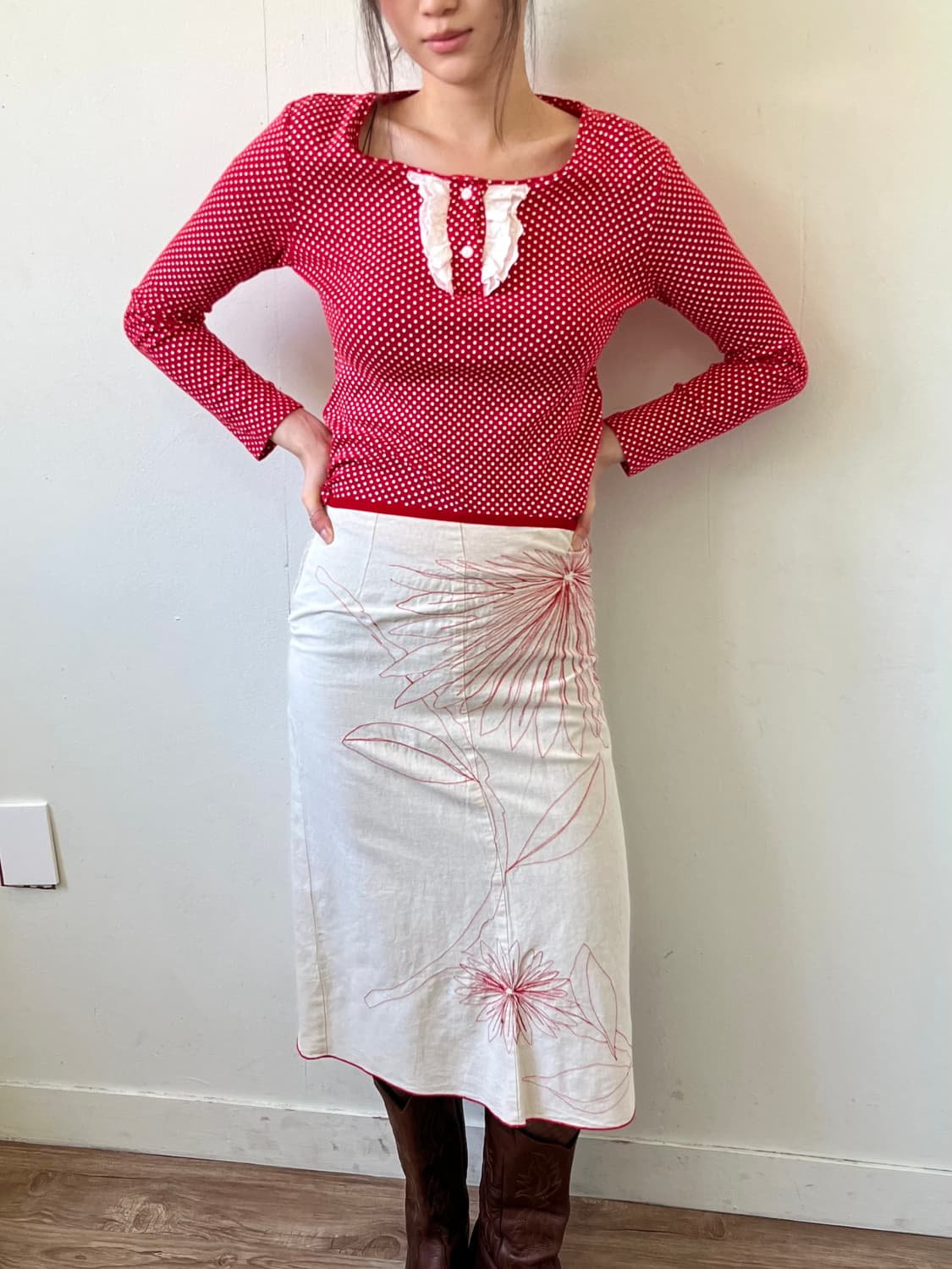 Ribbon Casket 레이스 도트 탑 상품이미지4