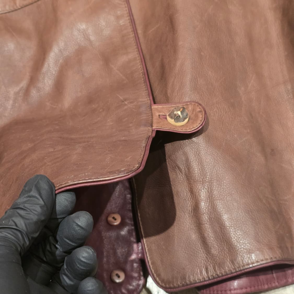 70S 독일 뮌헨 빈티지 노카라 크롭 가죽 자켓 상품이미지8