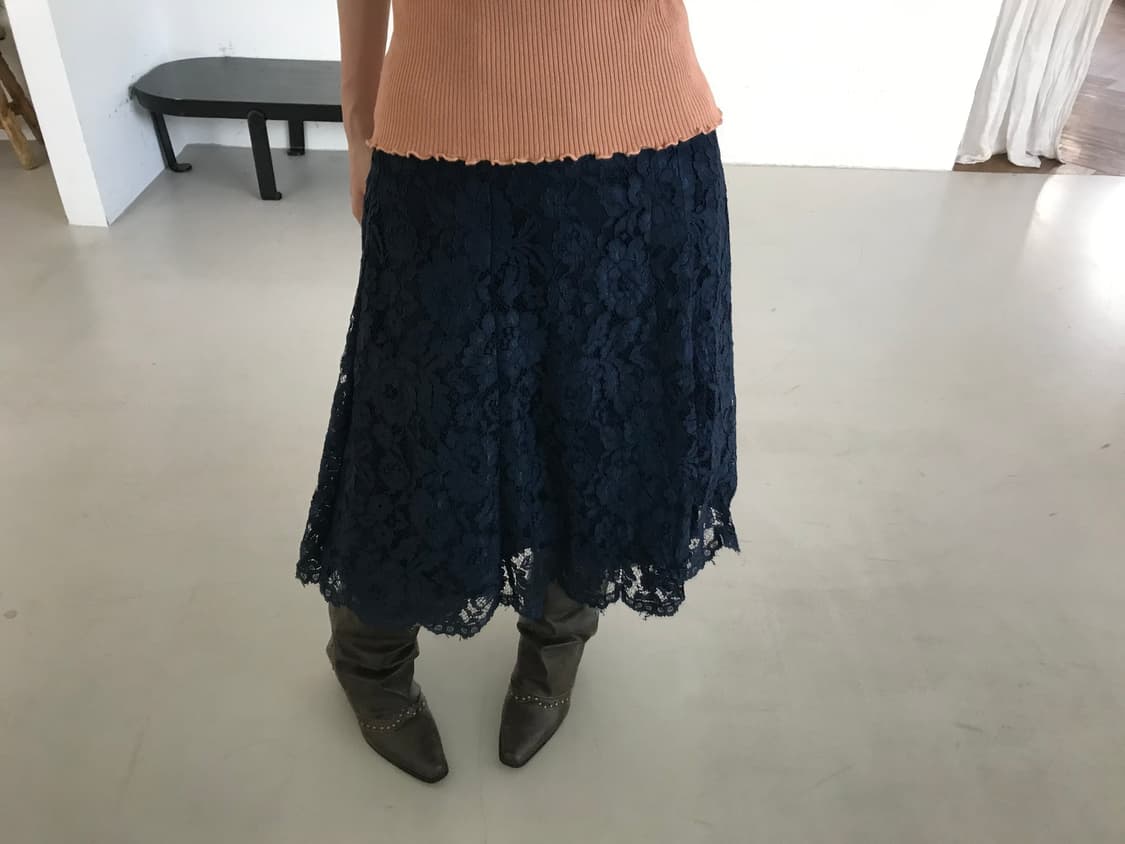 vintage navy lace skirt 상품이미지2
