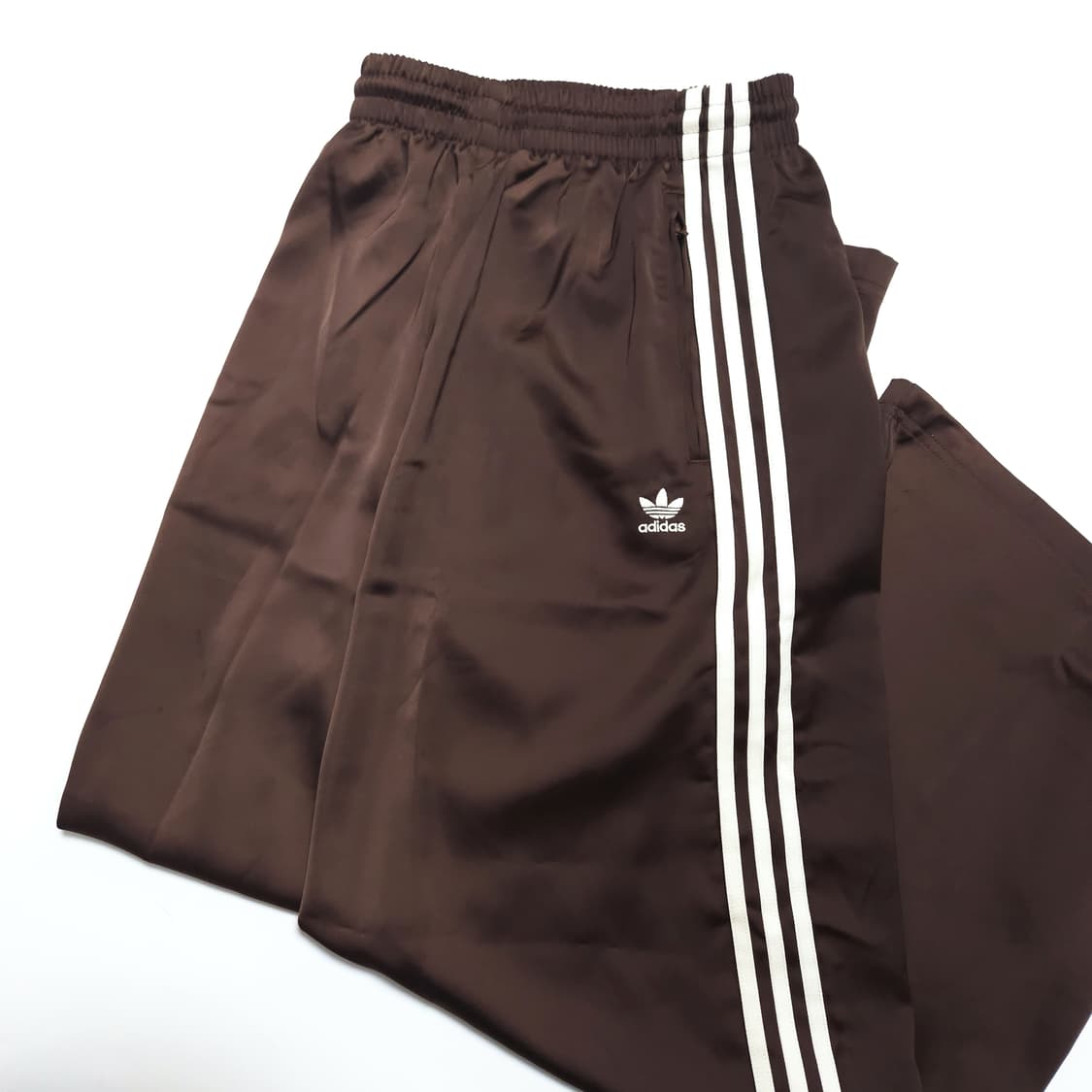 아디다스 새틴 와이드 레그 트랙 팬츠 브라운 상품이미지4