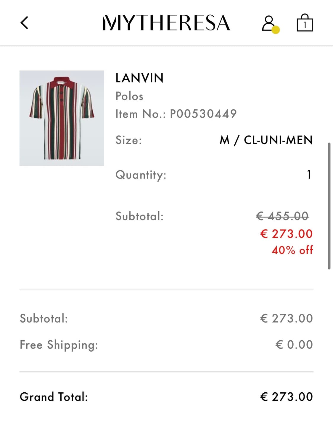 LANVIN 스트라이프 폴로 셔츠 M 상품이미지5