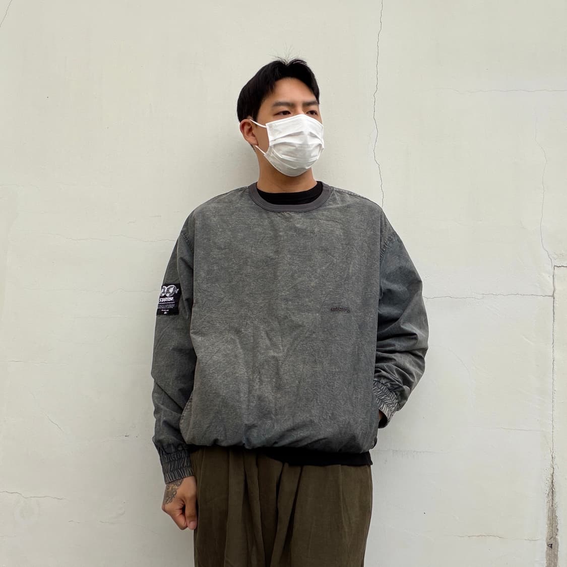 L)Starter 스타터 가먼트 다잉 나일론 웜업 맨투맨 상품이미지1