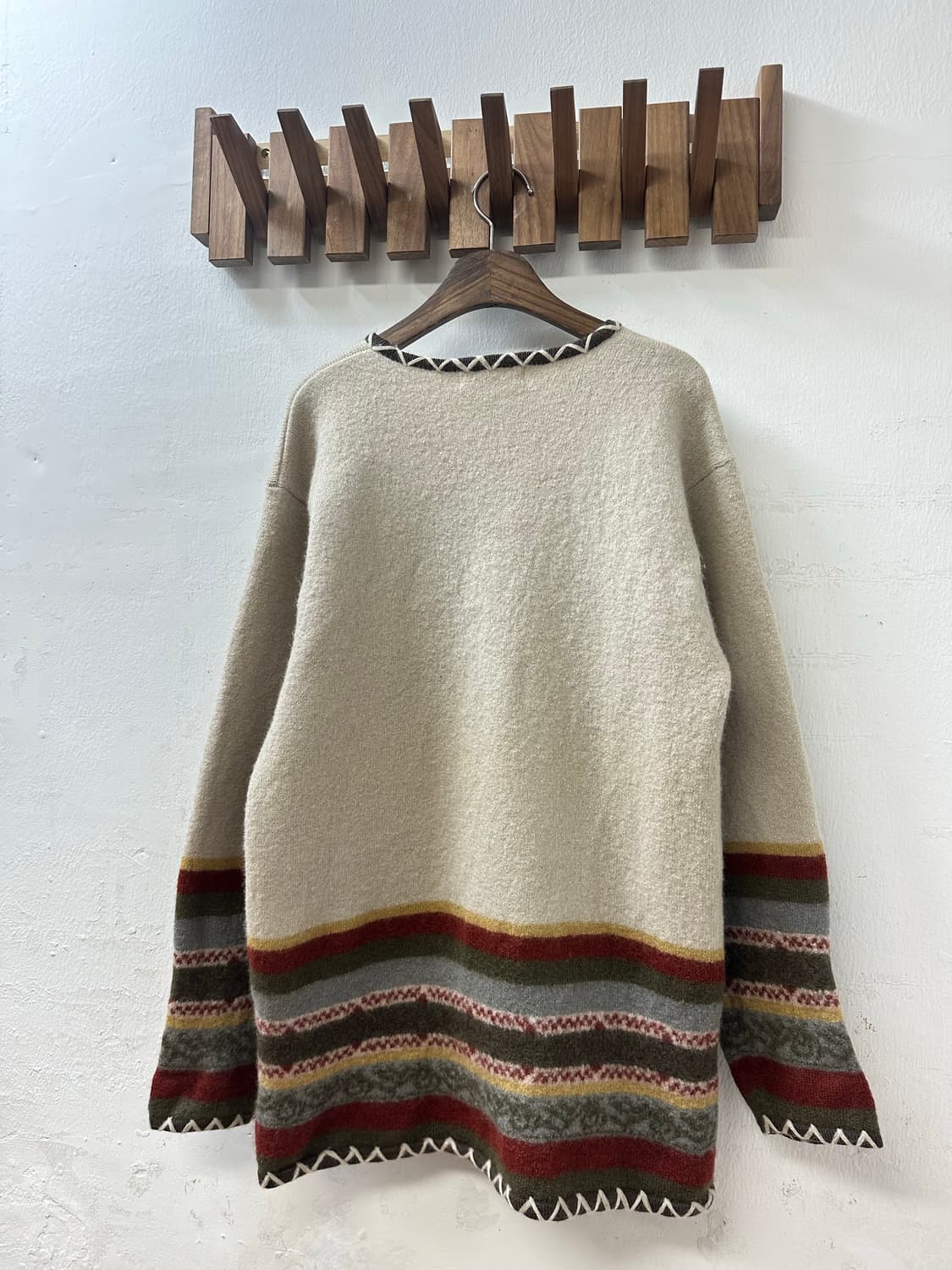 일본빈티지 SAISON DE ELLE 울100% 우드 버튼 니트 가디건 상품이미지6