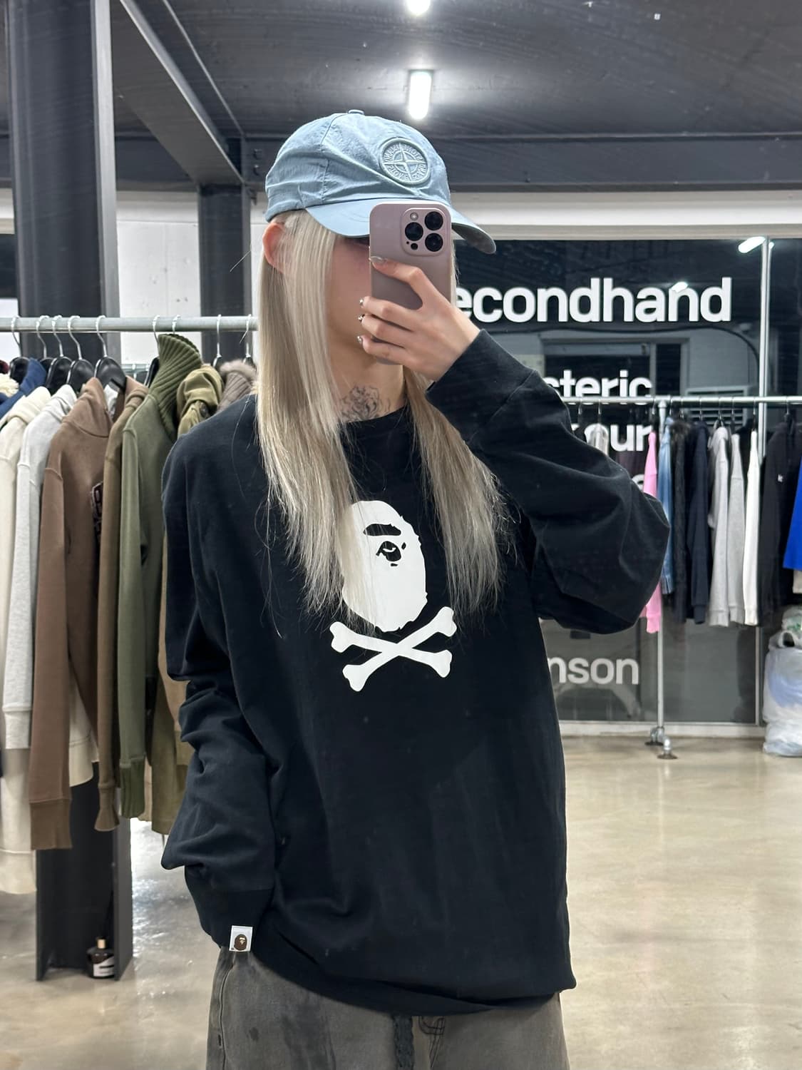 베이프 파이럿 스토어 그래픽 긴팔 블랙 롱슬리브 티 상품이미지3