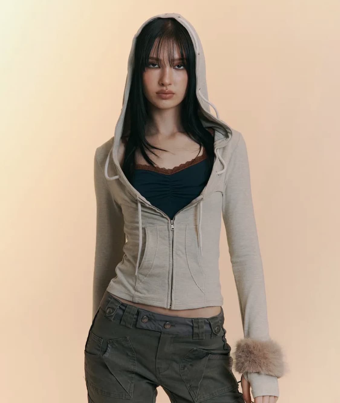 새상품 플리즈노팔로우 플노팔 글렌 딥 유넥 후디 오트밀 상품이미지2