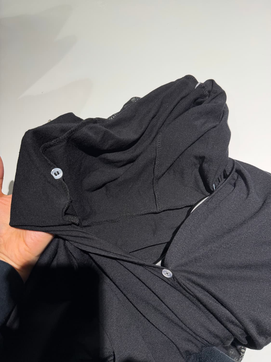 mesh layered hand-warmer hood cardigan 상품이미지10