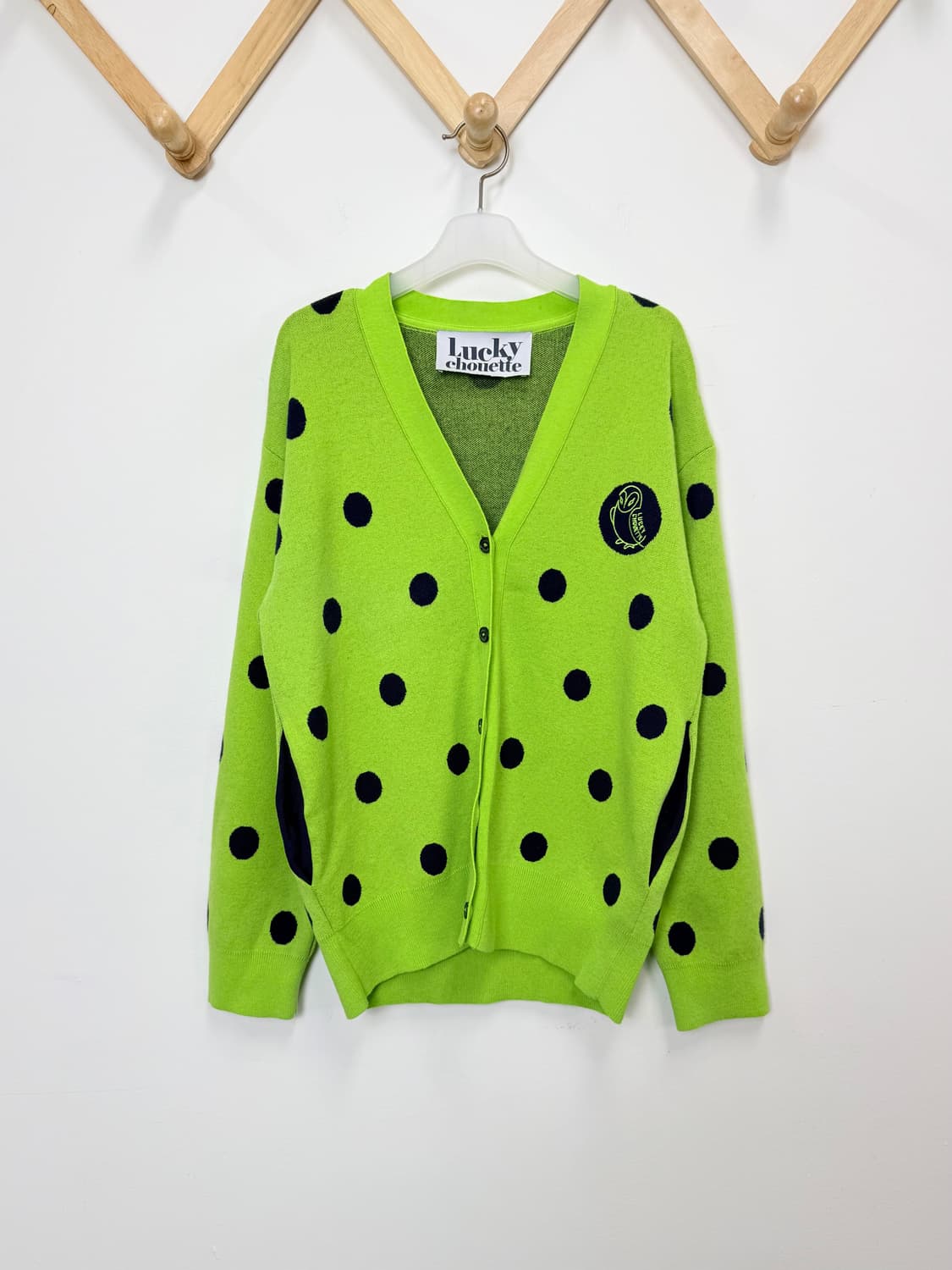 럭키슈에뜨 그린 도트 가디건 상품이미지1