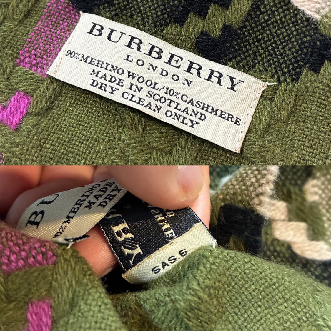 BURBERRY 버버리 하운드투스 체크 울 캐시미어 롱 머플러 목도리 상품이미지10
