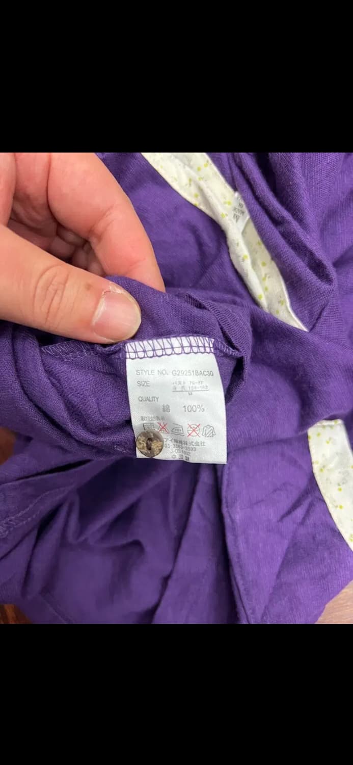 T131 빈티지 JPN 퍼플 헨리넥 반팔티 M 상품이미지4