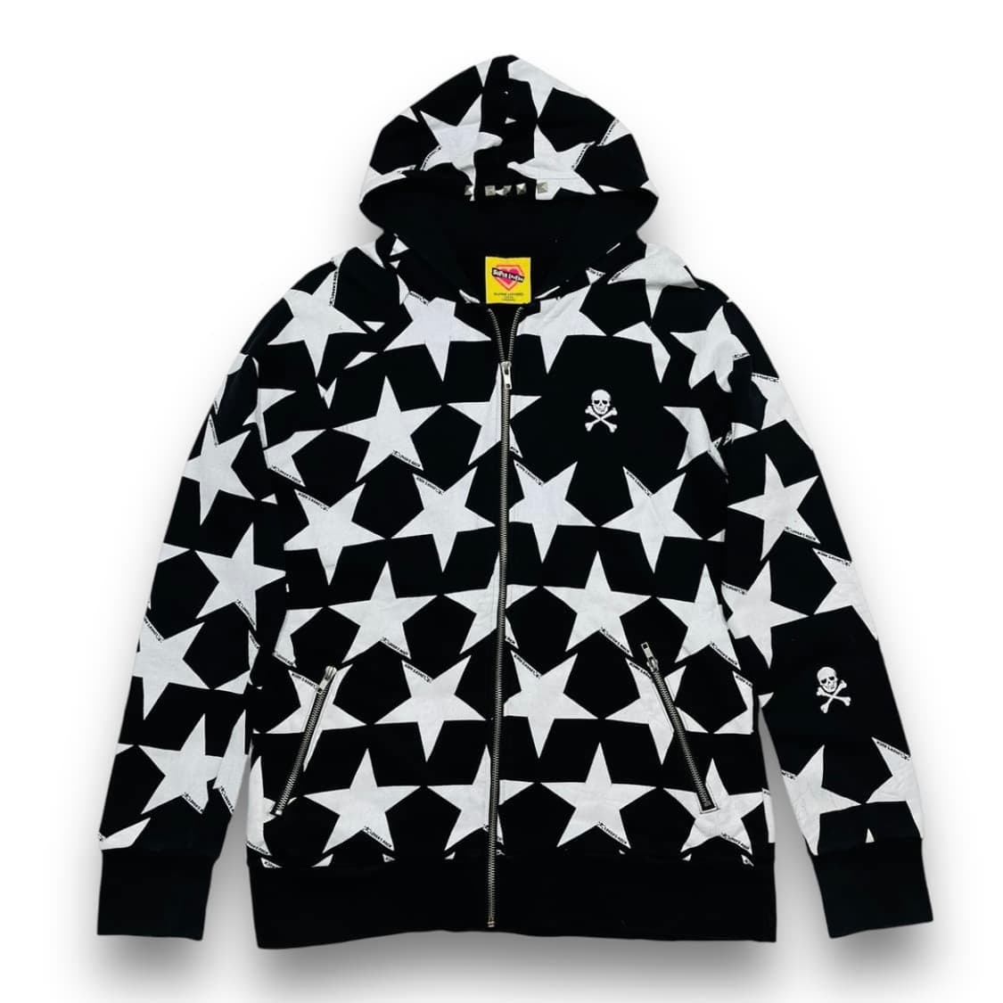펑크 수퍼 러버스 스컬 스타 블랙 & 화이트 후디 집업 상품이미지1