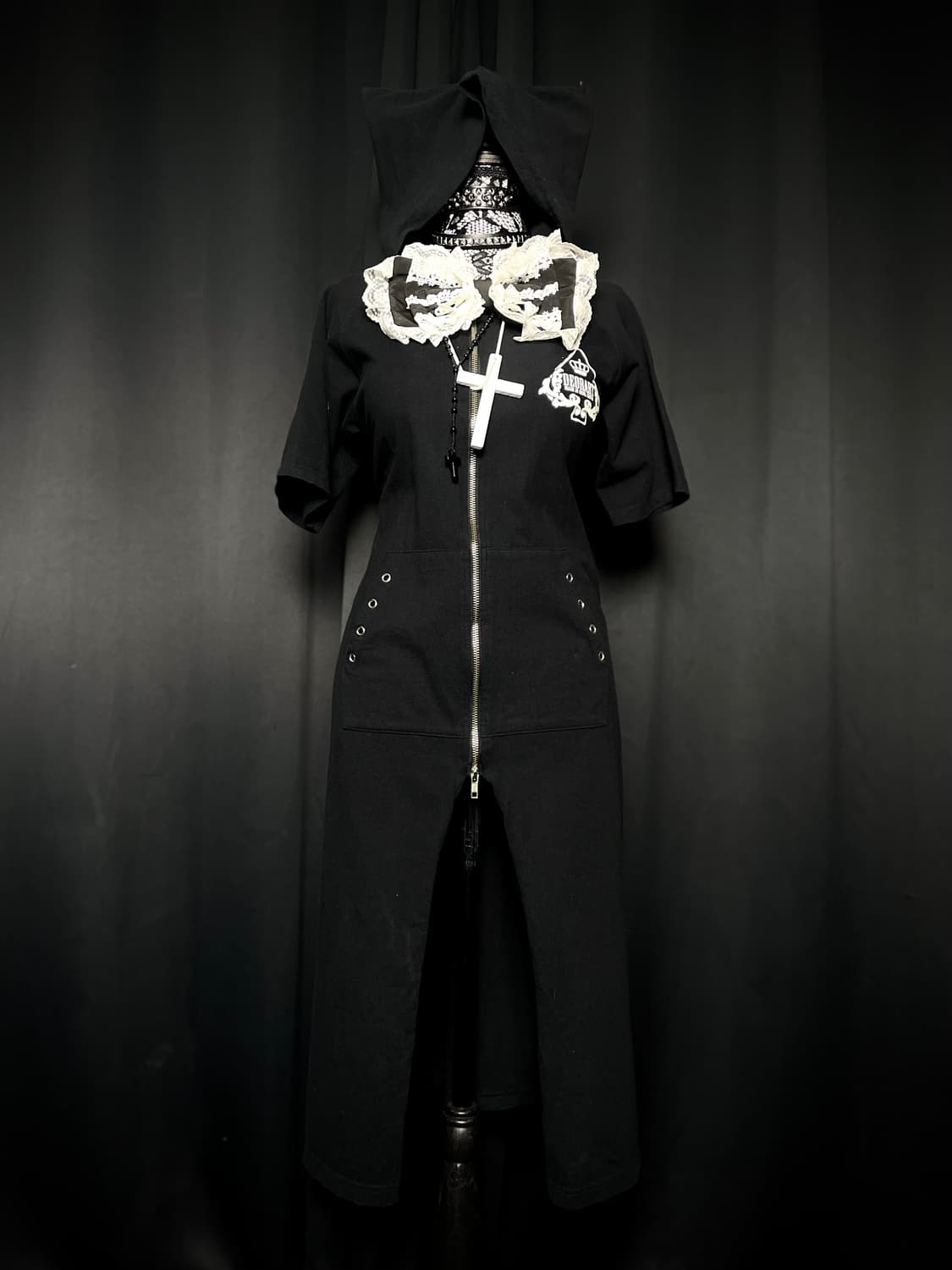 DEORART 디오라르트 네코 고양이 펑크 블랙 후드집업 원피스 상품이미지2