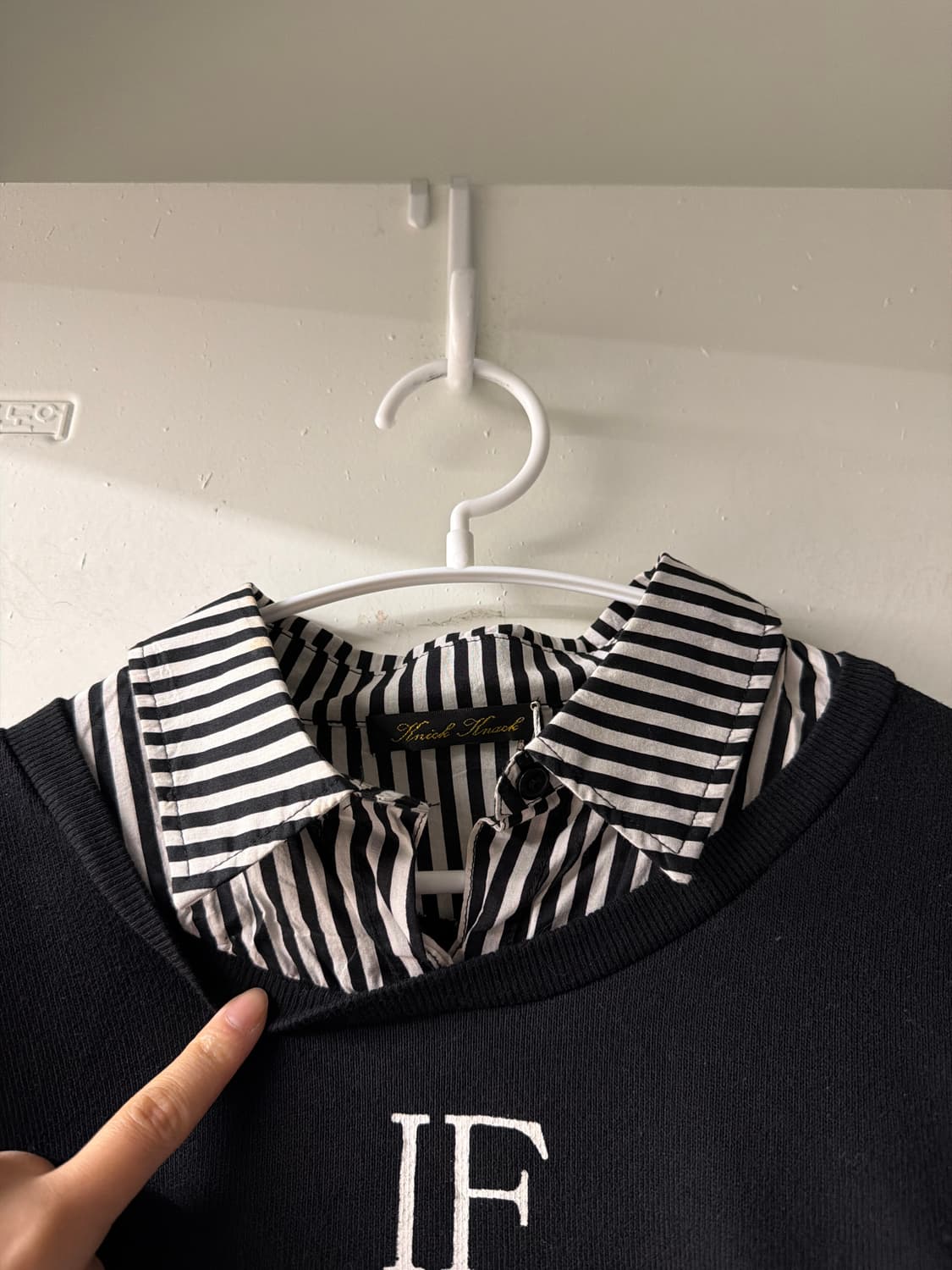 일본빈티지 블랙 셔츠 레이어드 스웻 상품이미지6