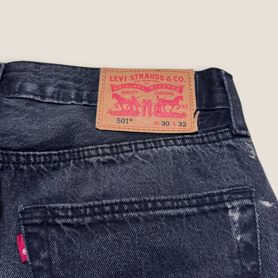 리바이스 501 워싱 흑청 데님 팬츠 31 상품이미지5