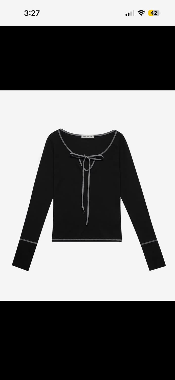 미레코 스티치 리본 티 블랙 상품이미지2