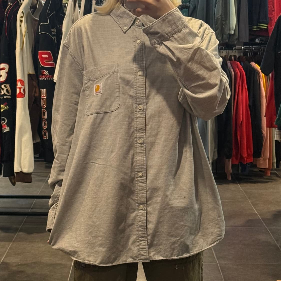 [NO.9] 칼하트 코듀로이 긴팔셔츠 그레이 상품이미지1