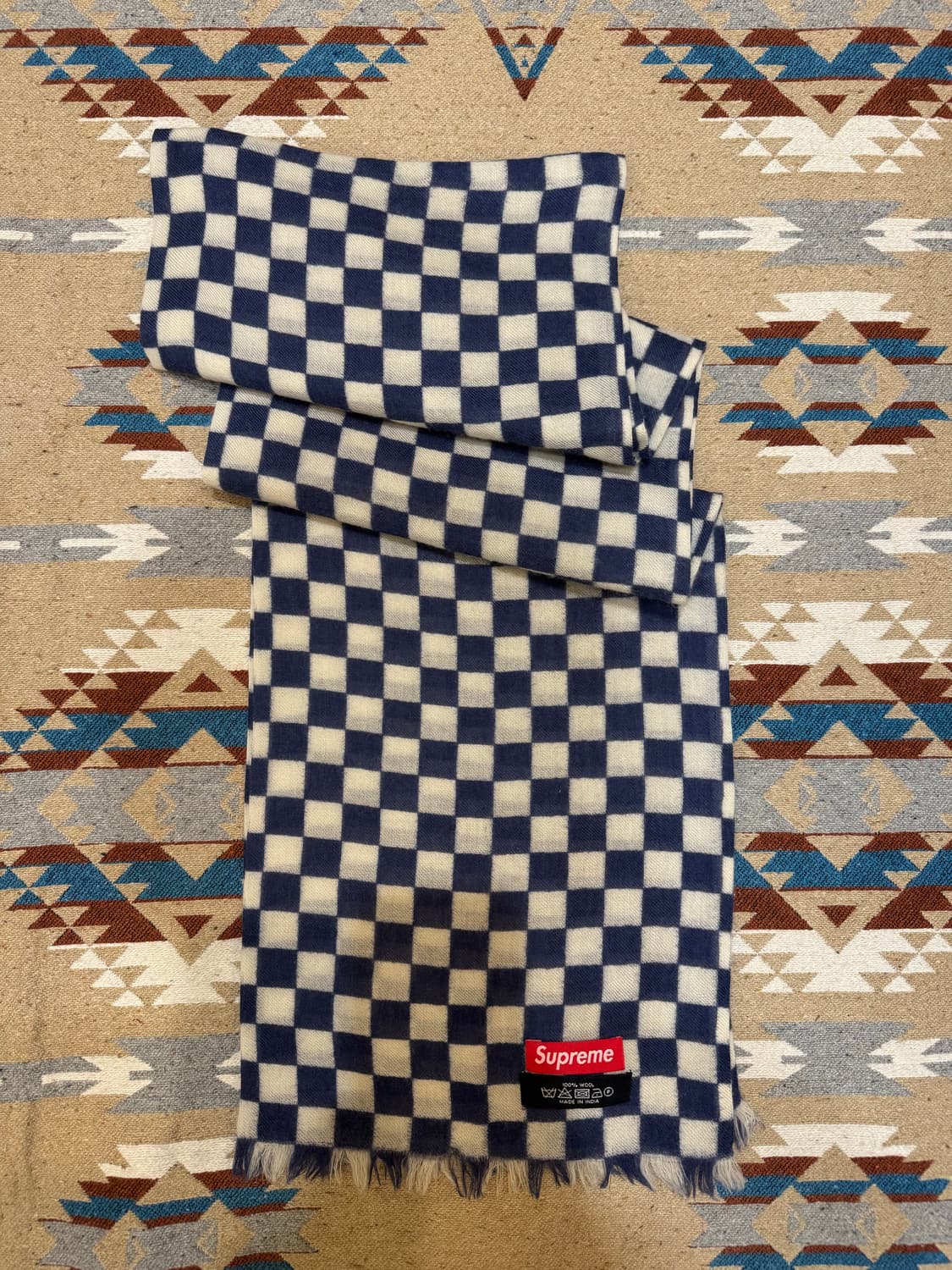 [OS] 슈프림 체커보드 울 머플러 네이비  상품이미지3