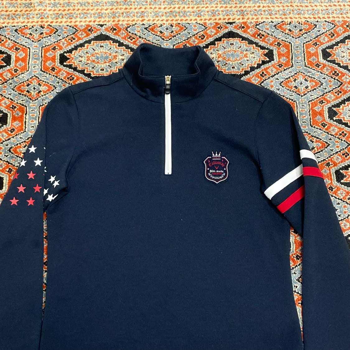 캘러웨이 시그니처로고 네이비 반집업 골프 티셔츠 여성S 상품이미지2