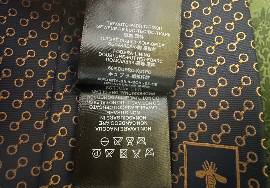 구찌 블랙/골드 체인 패턴 실크넥타이 정품 상품이미지6