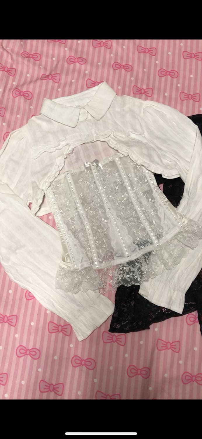 볼레로 화이트 코르셋 고스 고딕 공겜 상품이미지1