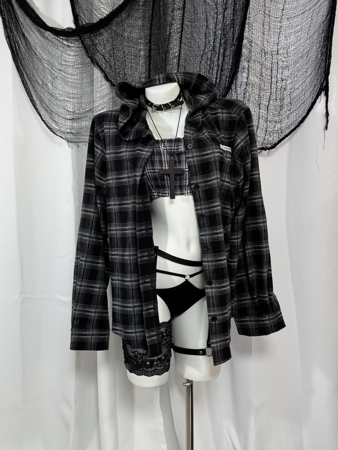 check hood shirts, check top set 상품이미지4