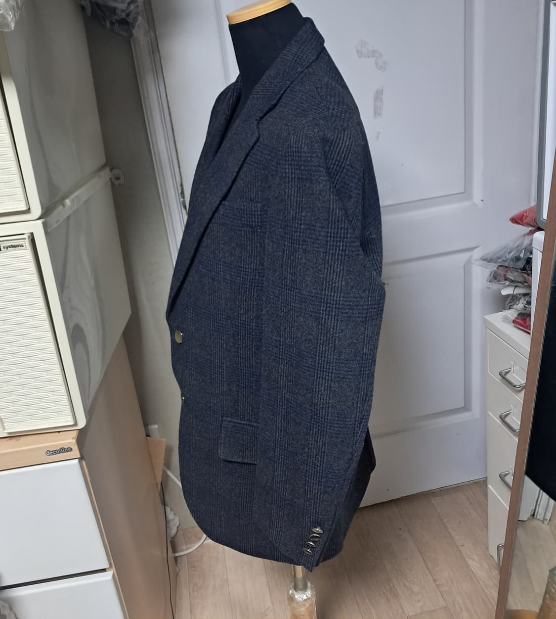 반도INC 울 실크 혼방 체크 모 자켓 95~100 상품이미지2