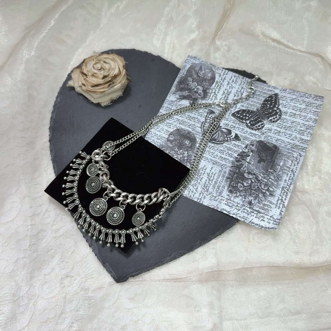 빈티지 에스닉 메탈 레이어드 쿠바체인 목걸이 상품이미지2