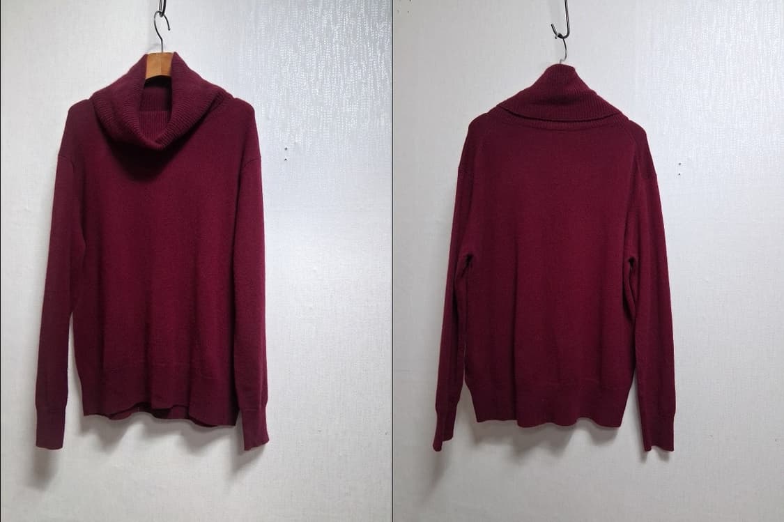 유니클로 100%퓨어 캐시미어 터들넥 폴라티 77 와인칼라 버건디
일본수 상품이미지2