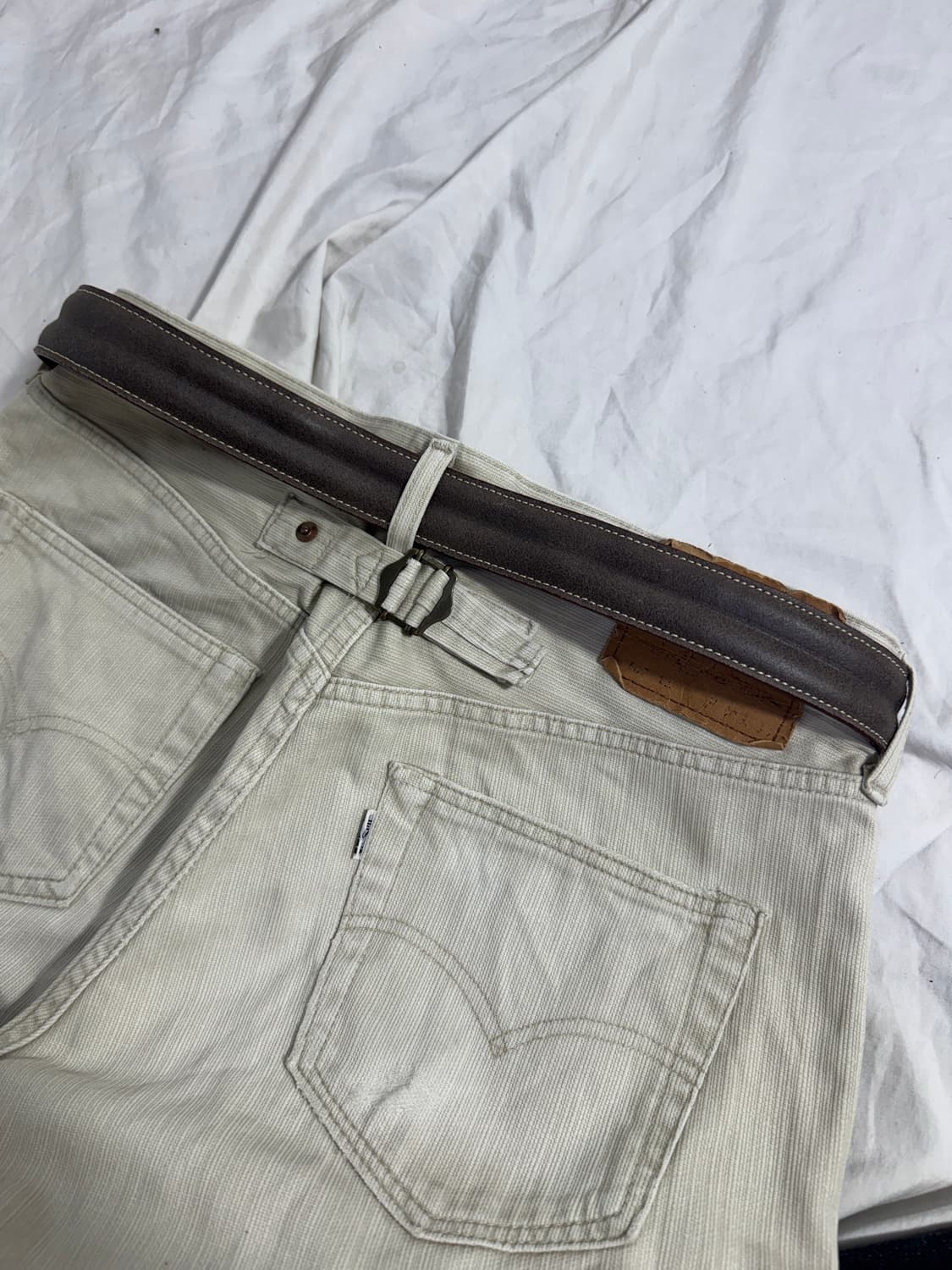 빈티지 italy 스티치 레더 벨트 상품이미지3