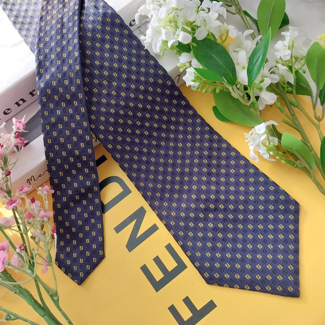 펜디 실크 네이비 FF 주카 로고 넥타이 10.5cm A+등급 K1543 상품이미지3