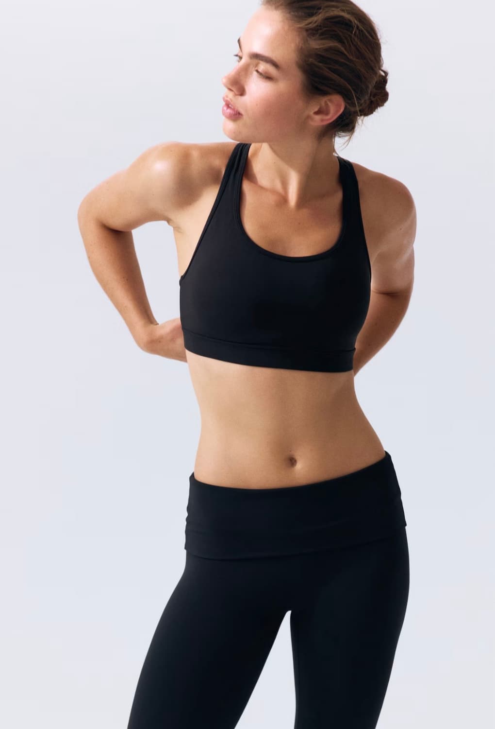 H&M FOLD-OVER 플레어 스포츠 레깅스 LYCRA® 블랙 L 상품이미지2